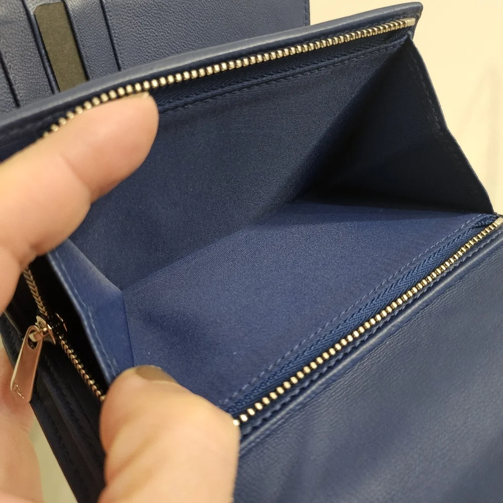 💙 Christian Dior Diorama Navy Blue Leather Compact Wallet